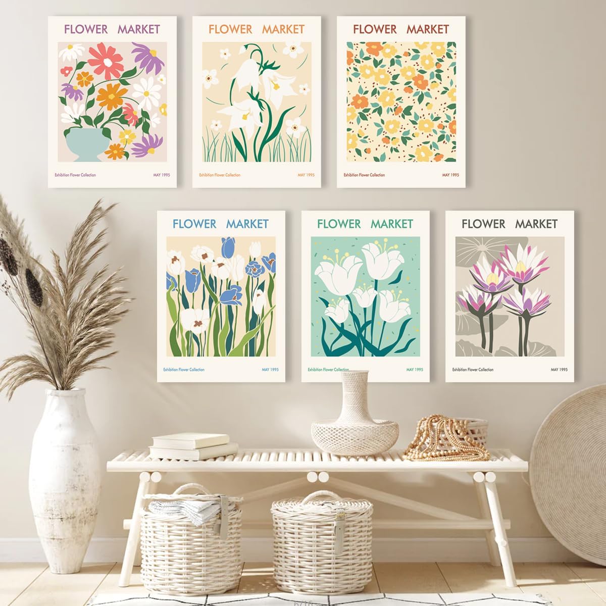 AUIAU Flower Market Wall Art Prints Matisse Art Poster Spring Floral Canvas Framed Print Room Aesthetic Decor for Girls Dorm Bedroom Gallery Living Room Decor 12x16 Inch Set of 6 - Image 2