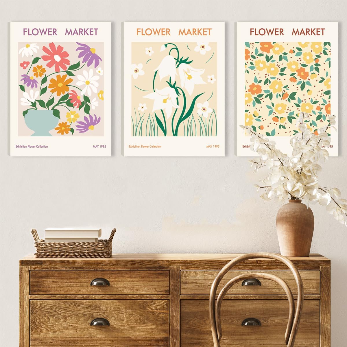 AUIAU Flower Market Wall Art Prints Matisse Art Poster Spring Floral Canvas Framed Print Room Aesthetic Decor for Girls Dorm Bedroom Gallery Living Room Decor 12x16 Inch Set of 6 - Image 3