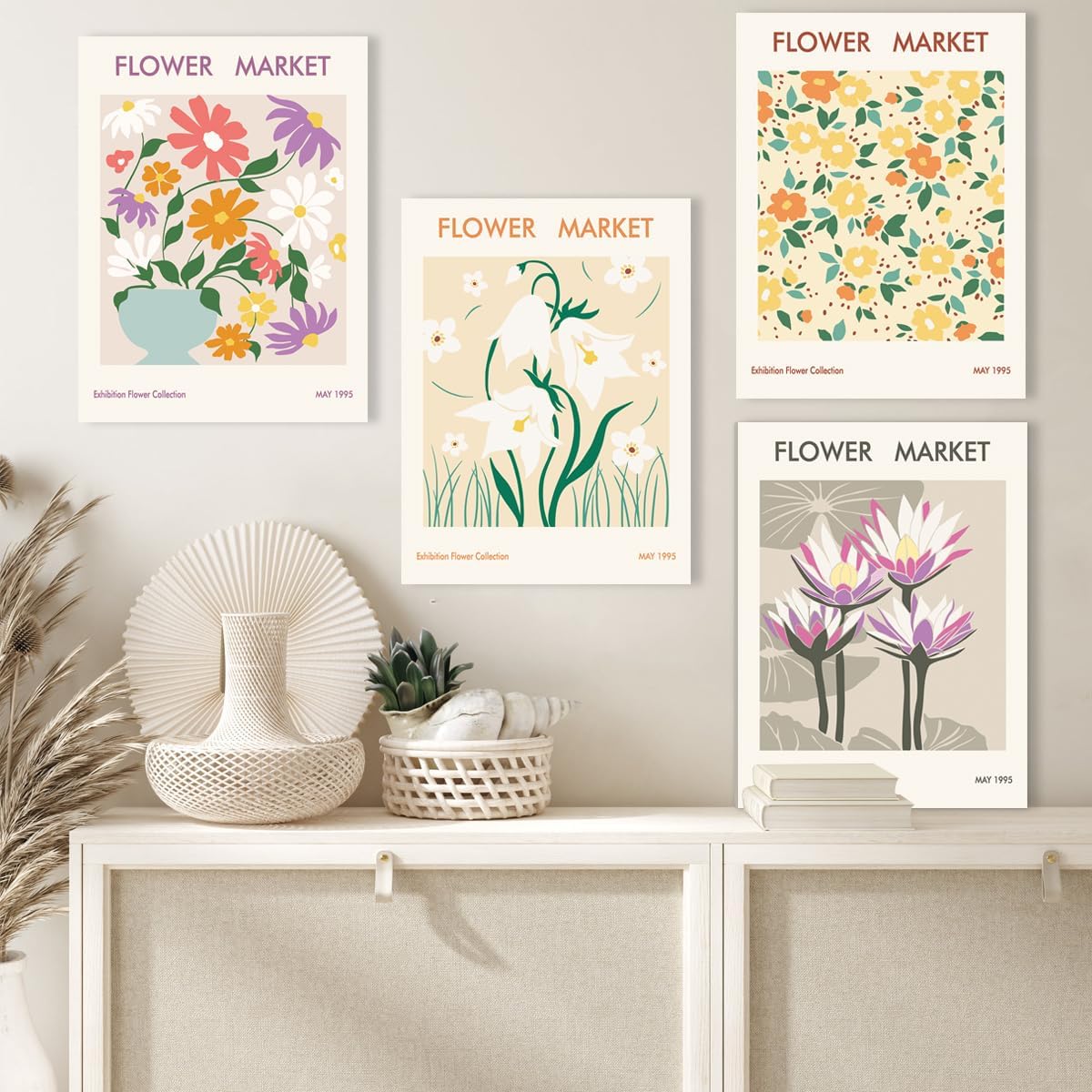 AUIAU Flower Market Wall Art Prints Matisse Art Poster Spring Floral Canvas Framed Print Room Aesthetic Decor for Girls Dorm Bedroom Gallery Living Room Decor 12x16 Inch Set of 6 - Image 5
