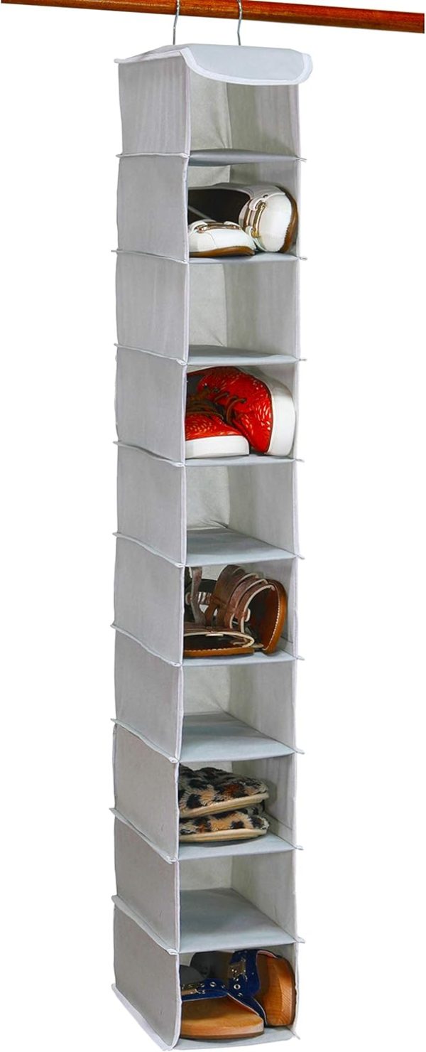 Simple Houseware 10 Shelves Hanging Shoes Organizer Holder for Closet, Grey